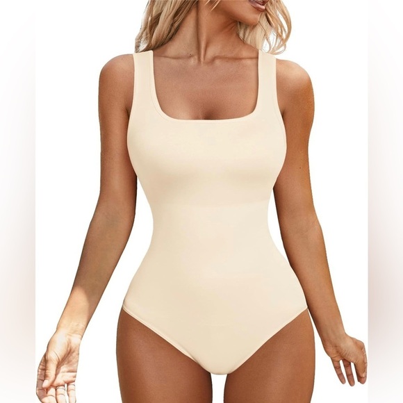 Shapewear Bodysuit for Women Tummy Control Thong Square Neck Seamless Shaper